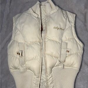 Baby phat Y2K white puffer vest with gold details